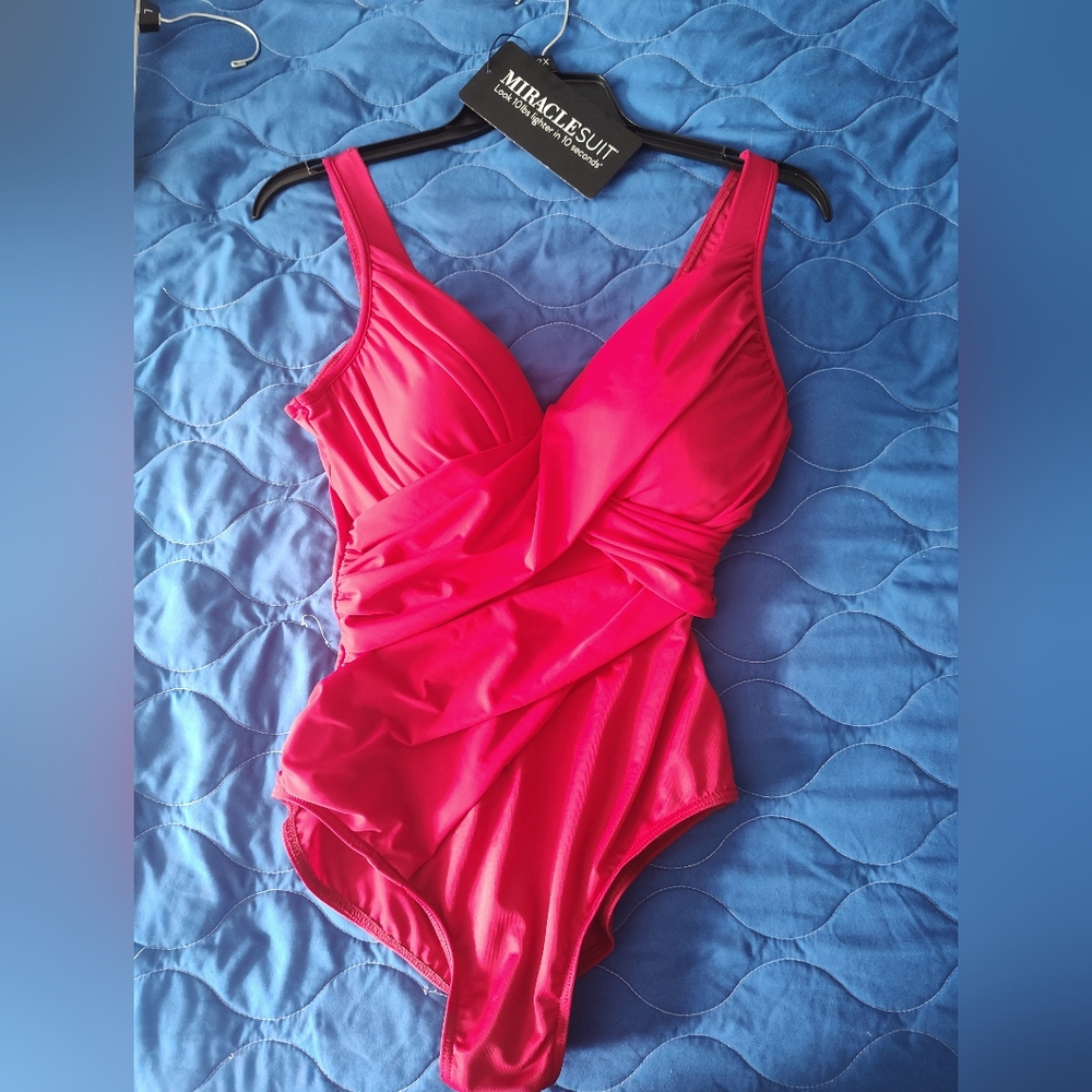 MIRACLESUIT size 16 red swimsuit